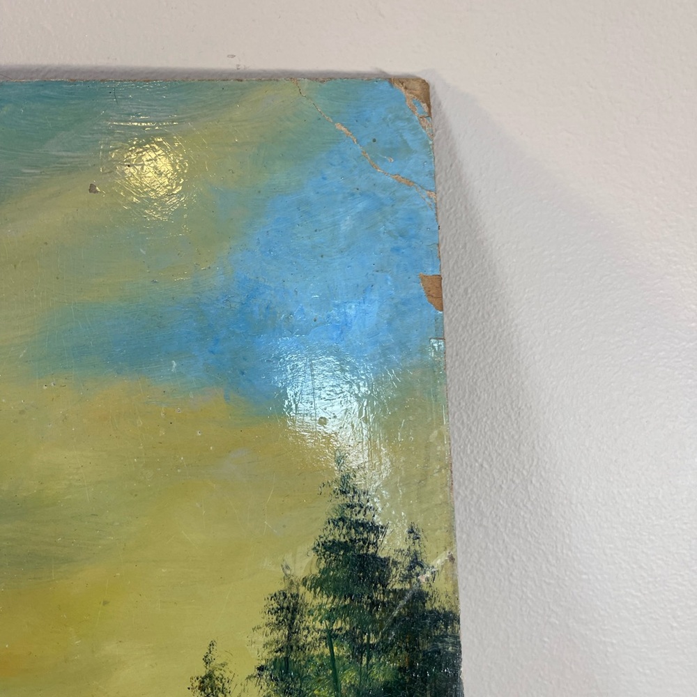 Antique Oil Painting FW Devoe Art Board Mountain Landscape Vintage Artwork Old - Picture 8 of 12